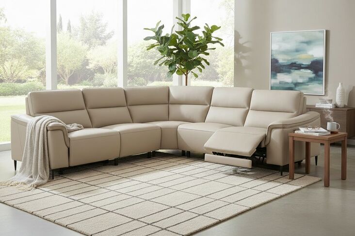 Porto Corner Reclining Sofa Truffle Leather 2+C+2