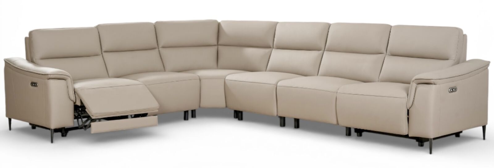Porto Corner Reclining Sofa Truffle Leather 3+C+2
