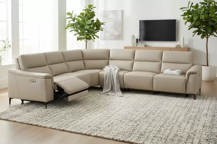 Porto Corner Reclining Sofa Truffle Leather 3+C+2