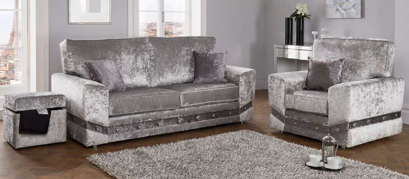 Product photograph of Sophie Diamante Crystal 3 1 1 Seater Fabric Sofa Suite In Amp Hellip from Designer Sofas 4U