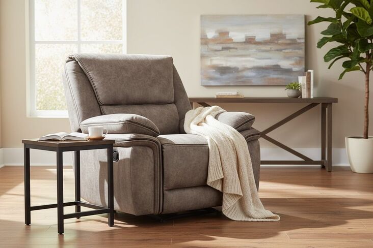 Brooklyn Reclining Armchair Taupe Fabric