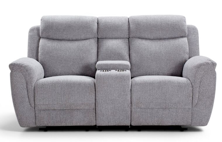 Vicky 2 Seater Reclining Sofa With Cupholder Silver Grey Fabric