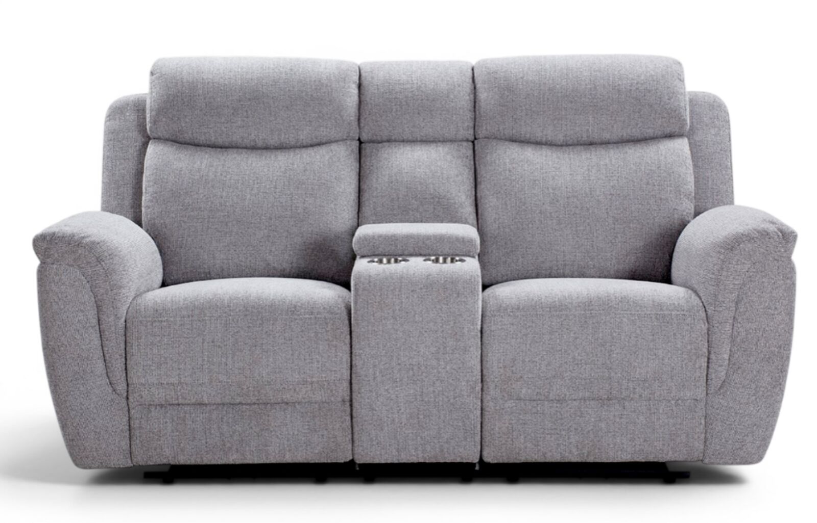 Vicky 2 Seater Reclining Sofa With Cupholder Silver Grey Fabric