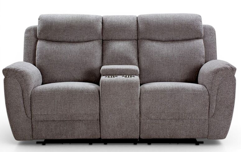 Vicky 2 Seater Reclining Sofa With Cupholder Taupe Fabric