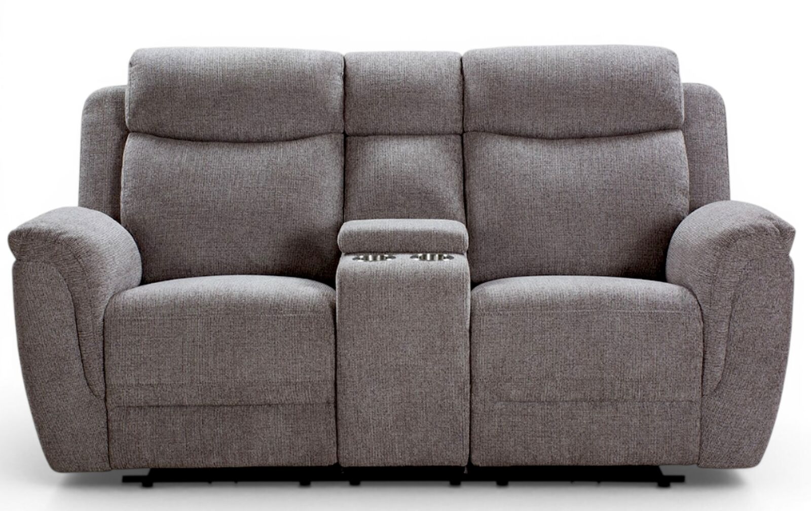 Vicky 2 Seater Reclining Sofa With Cupholder Taupe Fabric