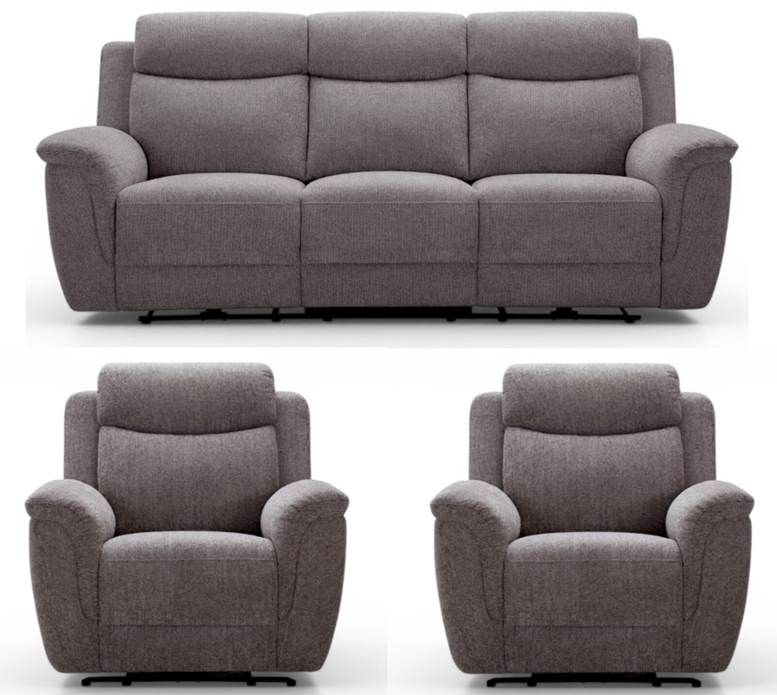 Vicky 3+1+1 Seater Reclining Sofa Suite Taupe Fabric