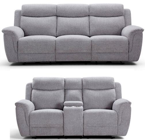 Vicky 3+2 Seater Reclining Sofa Suite Silver Grey Fabric