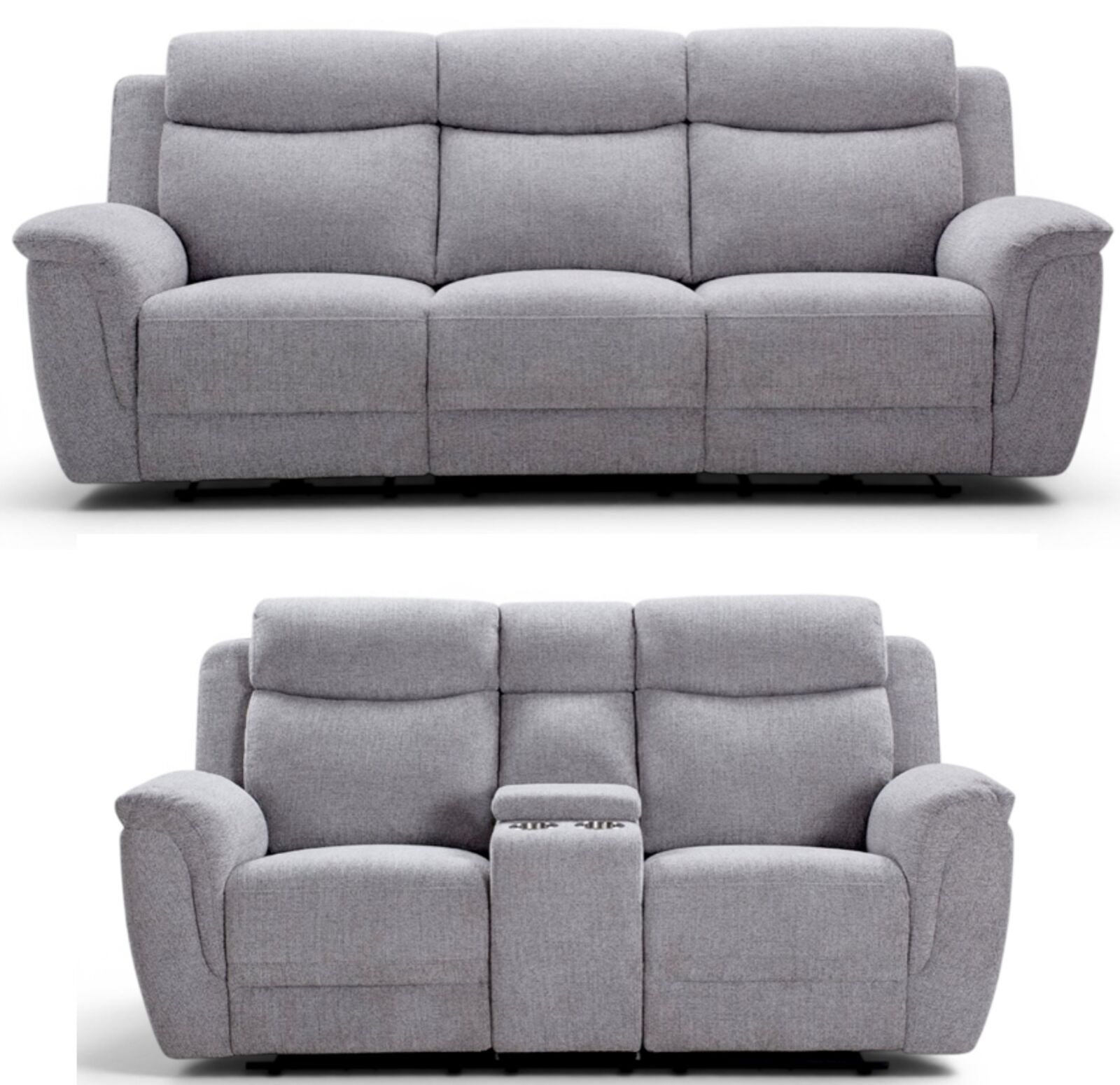 Vicky 3+2 Seater Reclining Sofa Suite Silver Grey Fabric