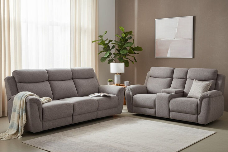 Vicky 3+2 Seater Reclining Sofa Suite Taupe Fabric