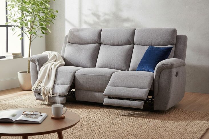 Vicky 3 Seater Reclining Sofa Taupe Fabric