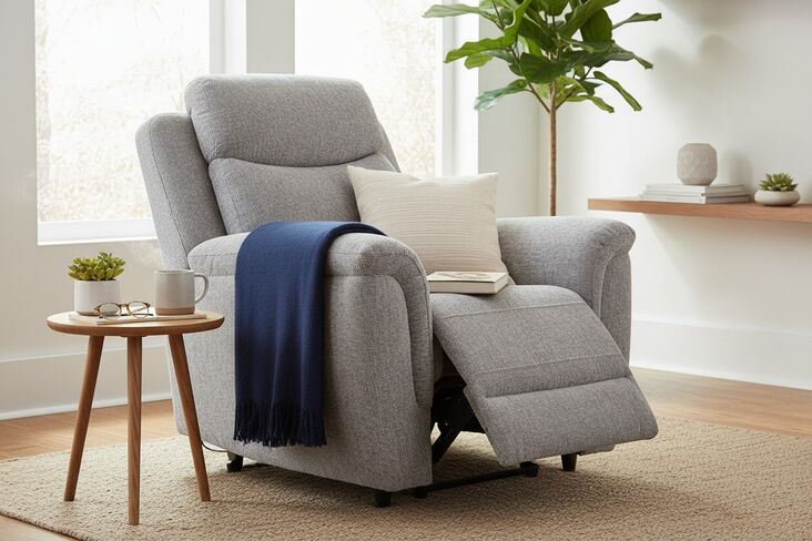 Vicky Reclining Armchair Silver Grey Fabric