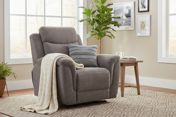 Vicky Reclining Armchair Taupe Fabric