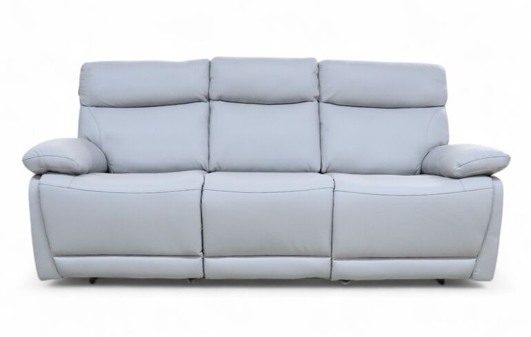 Lawson Reclining 3 Seater Power Sofa In Light Grey Leather