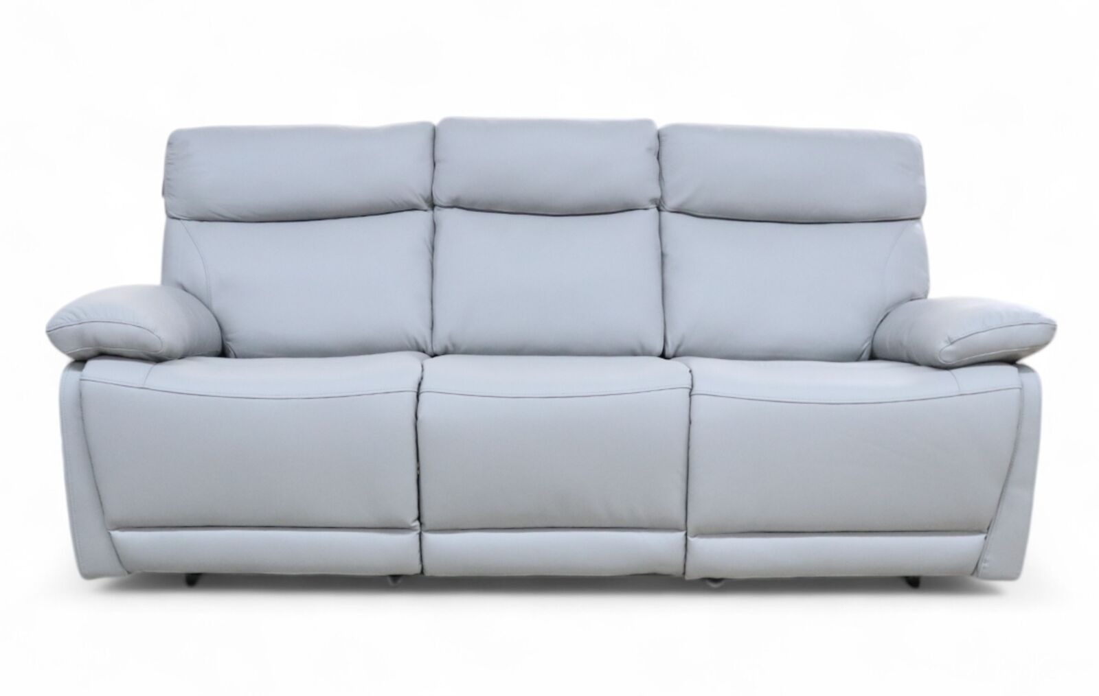 Lawson Reclining 3 Seater Power Sofa In Light Grey Leather