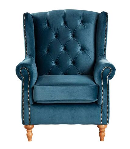 Wing Back Buttoned Chair Malta Peacock