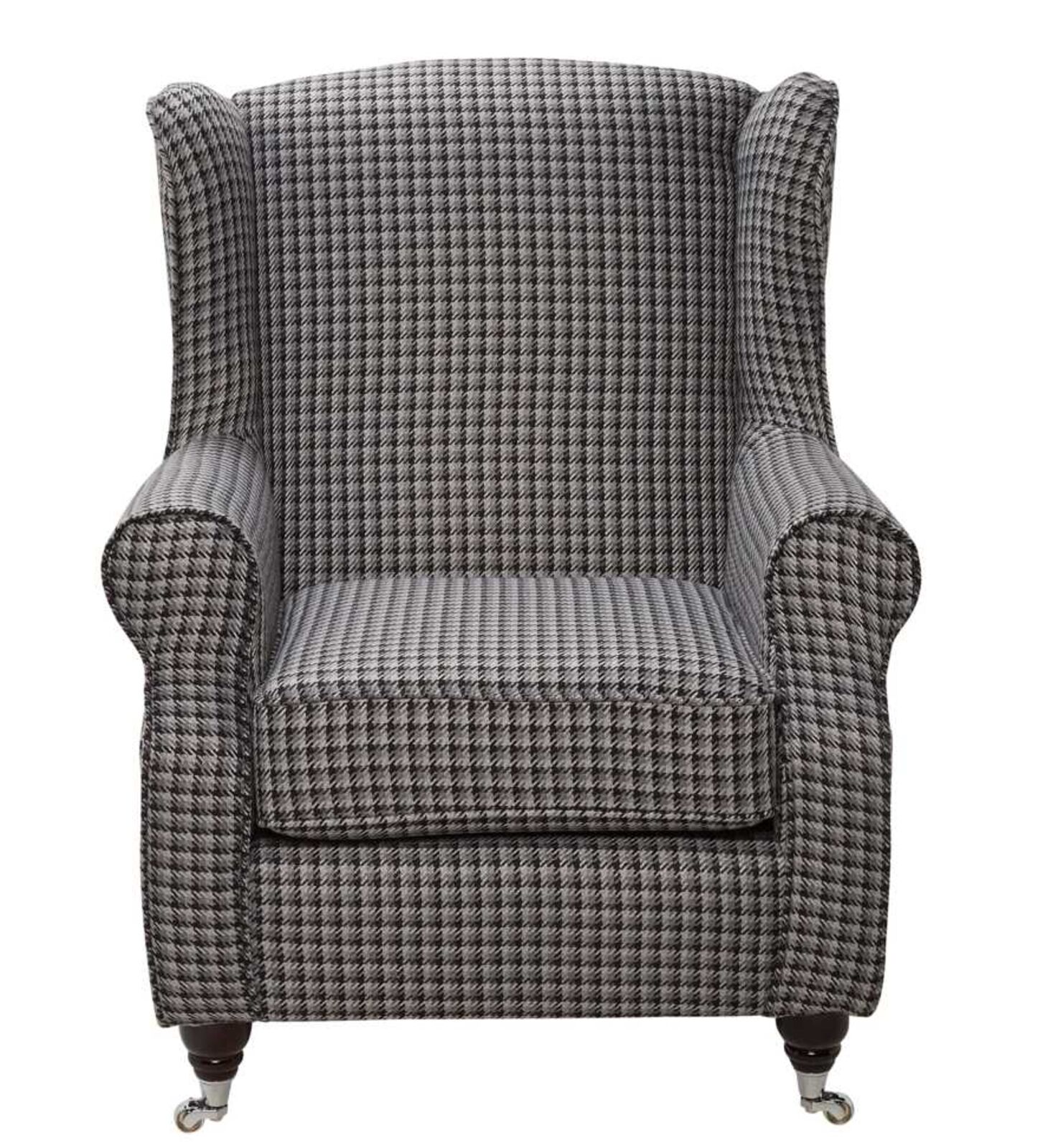 Product photograph of Wing Back Chair Brooks Charcoal Fabric from Designer Sofas 4U