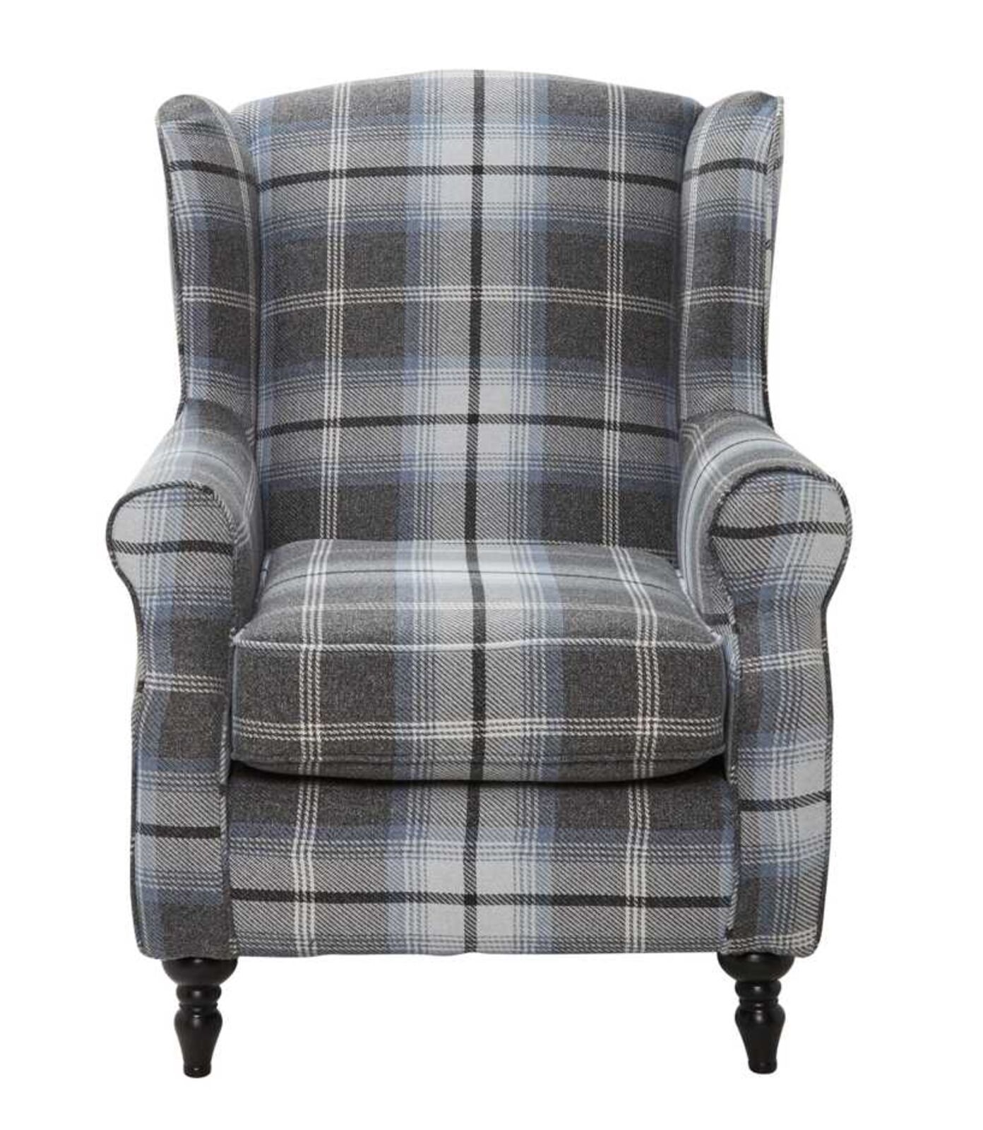 Product photograph of Wing Back Chair Tartan Midnight from Designer Sofas 4U