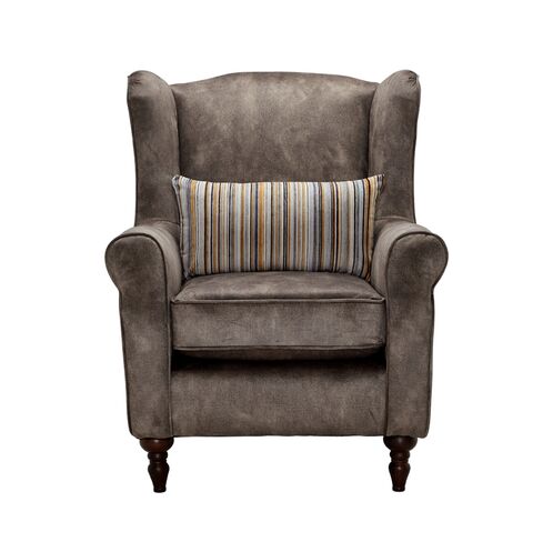 Wing Back Chair Palladium Brown Fabric