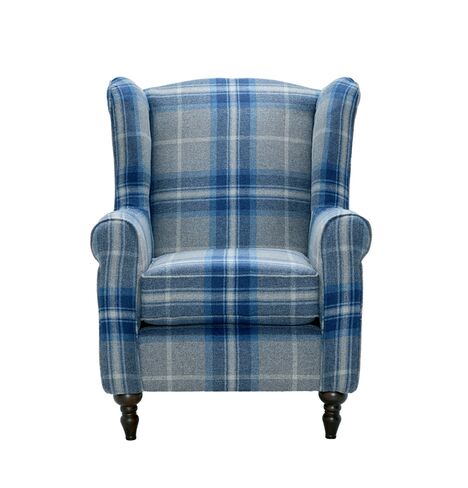 Wing High Back Chair Sophie Tartan Border