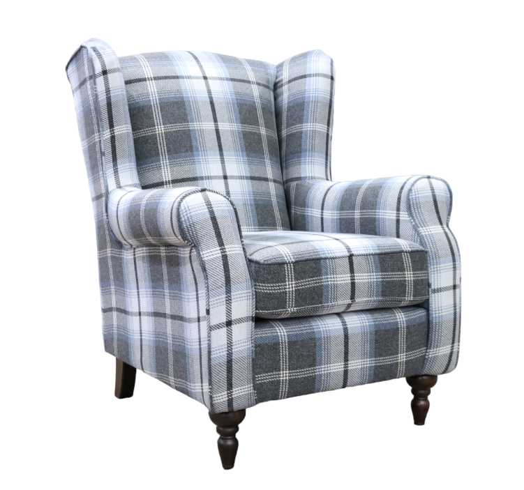 Midnight Magic Wing High Back Chair in Tartan for a Stylish Home