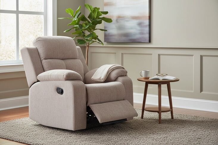 Worrall 1 Seater Reclining Armchair Beige Fabric