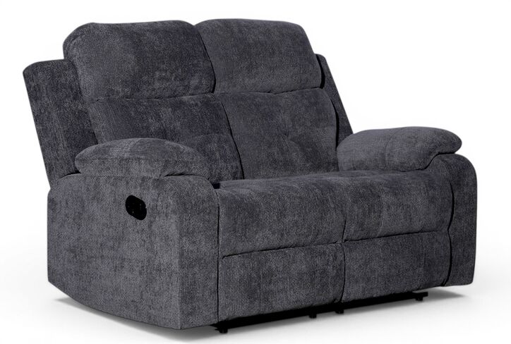 Worrall 2 Seater Reclining Cinema Console Sofa Grey Fabric