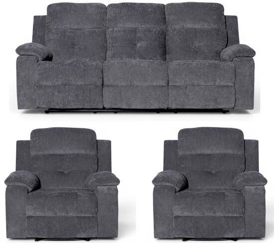 Worrall 3+1+1 Seater Reclining Cinema Console Sofa Grey Fabric