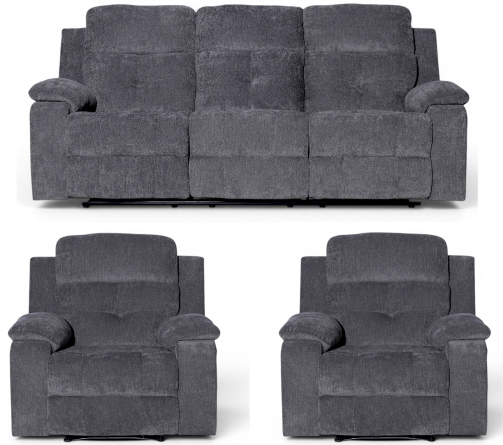 Worrall 3+1+1 Seater Reclining Cinema Console Sofa Grey Fabric
