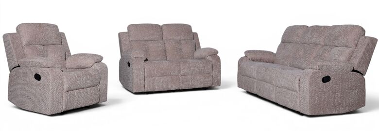Worrall 3+2+1 Seater Reclining Cinema Console Sofa Beige Fabric