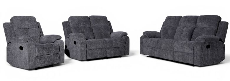 Worrall 3+2+1 Seater Reclining Cinema Console Sofa Grey Fabric