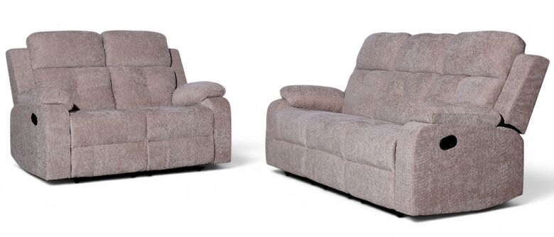 Worrall 3+2 Seater Reclining Cinema Console Sofa Beige Fabric
