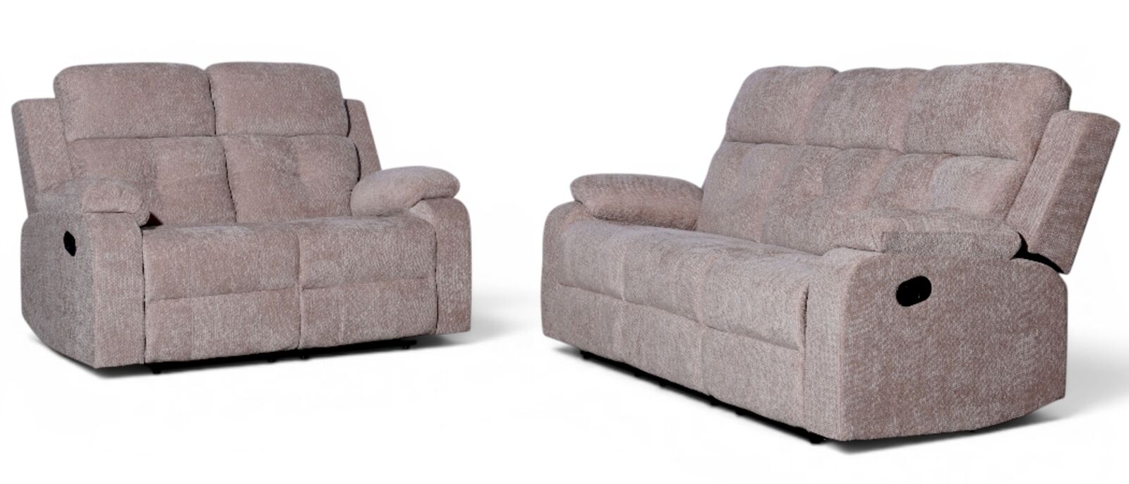 Worrall 3+2 Seater Reclining Cinema Console Sofa Beige Fabric