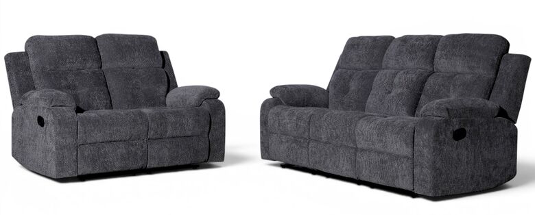 Worrall 3+2 Seater Reclining Cinema Console Sofa Grey Fabric