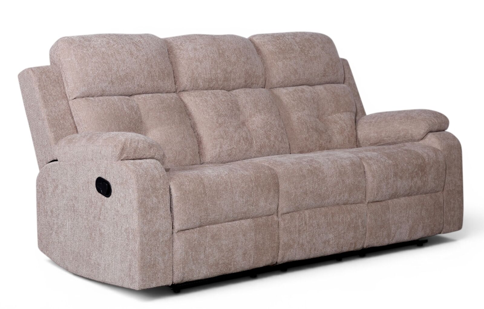 Worrall 3 Seater Reclining Cinema Console Sofa Beige Fabric