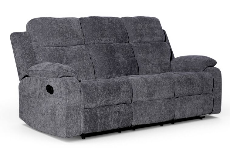 Worrall 3 Seater Reclining Cinema Console Sofa Grey Fabric