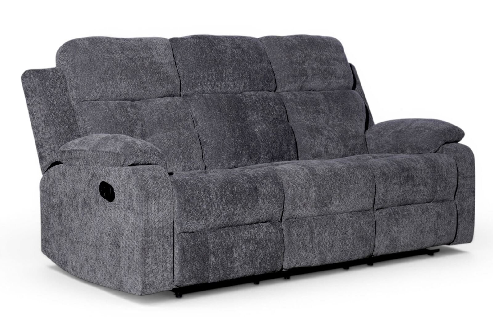 Worrall 3 Seater Reclining Cinema Console Sofa Grey Fabric