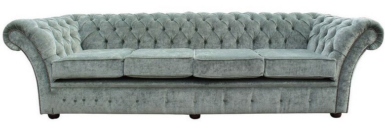 Chesterfield Grosvenorl 4 Seater Sofa Settee Velluto Lawn Fabric