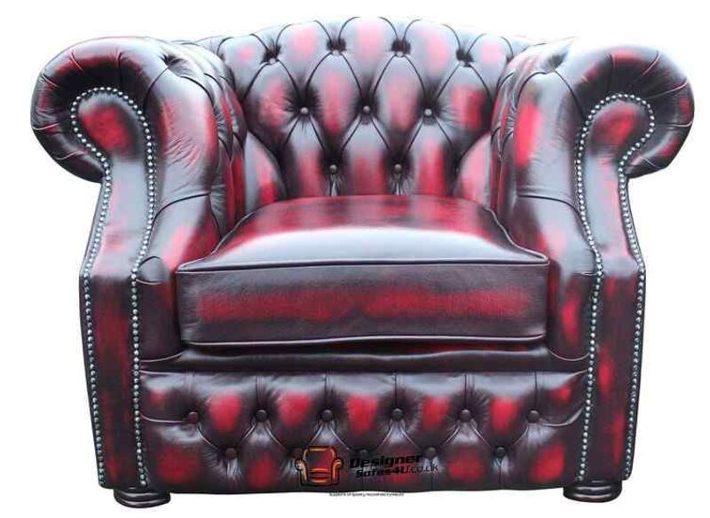 Product photograph of Rub Off Antique Oxblood Leather Chesterfield Sandringham Armchair Amp Hellip from Designer Sofas 4U