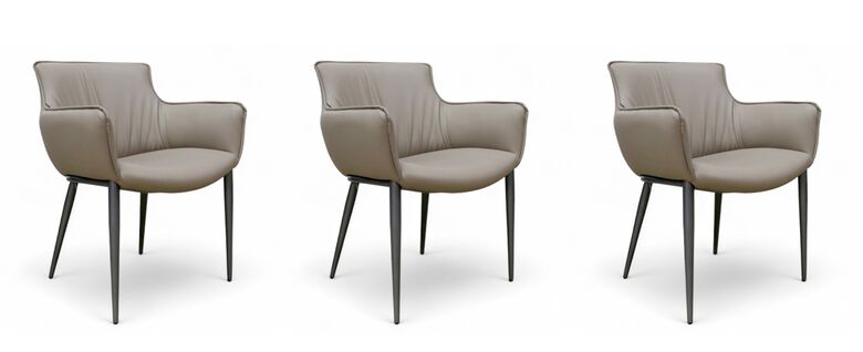 Set Of 3 Milan Leather Dining Chairs