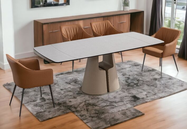 Chester Rectangular Extending Dining Table with Matt Slate Effect Ceramic Top 140cm Extends to 200cm