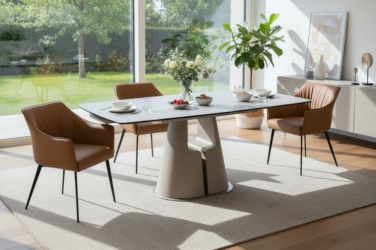 Chester Rectangular Extending Dining Table with Matt Slate Effect Ceramic Top 140cm Extends to 200cm
