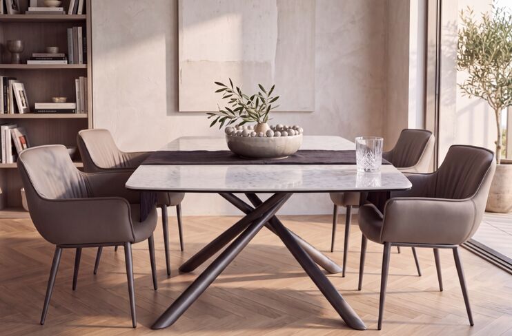 Hilton Extending Ceramic Dining Table Set + 6 Chairs