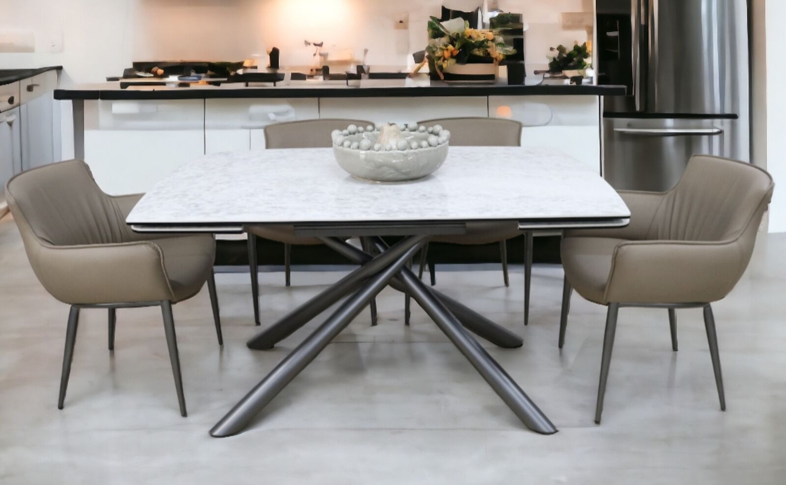 Hilton Rectangular Extending Ceramic White Gloss Dining Table 140cm Extends to 200cm