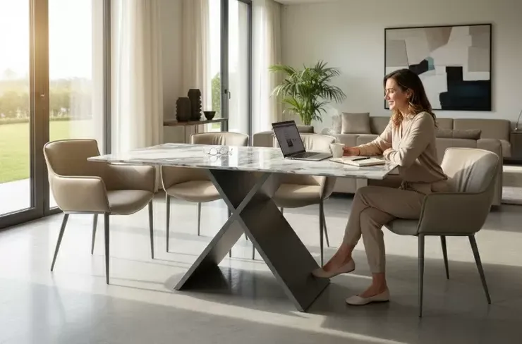 Medina Modern Marble Dining Table – Luxury & Minimalist Design 160cm