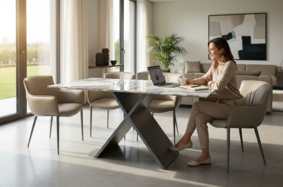 Medina Rectangular Extending Ceramic Dining Table live