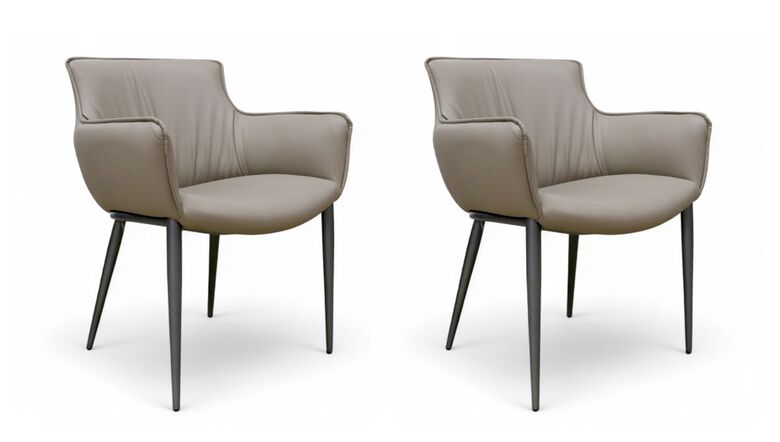 Pair Of Milan Leather Dining Chairs