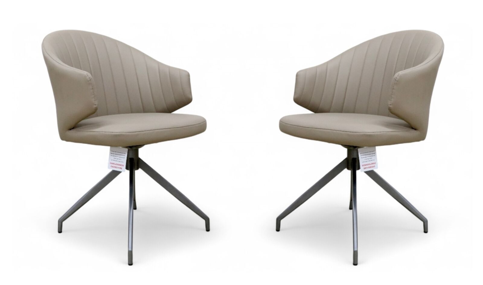 Pair Of Paris Swivel Leather Dining Chairs