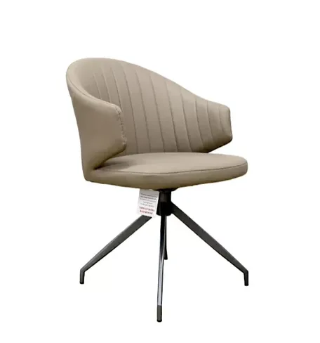 Paris Swivel Beige Leather Dining Chair
