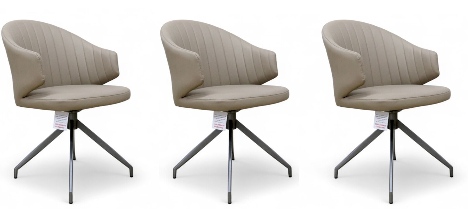 3 x Paris Swivel Leather Dining Chairs