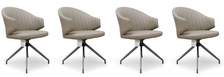 Set Of 4 Paris Swivel Leather Dining Chairs